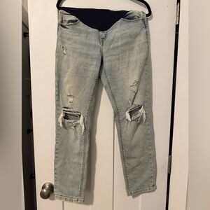 Pinkblush Light Blue Distressed maternity jeans